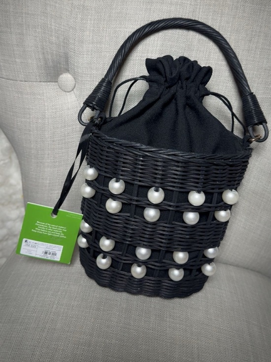 Kate spade Handbags - Kate spade ♠️ New York Black Pearl-Embellished Wicker Bucket Bag